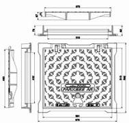 PARXESS AR Características Ferro Dúctil, Classe C 250 (ruptura > 25 ton). Telar com soleiras dentadas. Sistema de apoio dinâmico em 3 pontos. Tampa articulada a 110º.