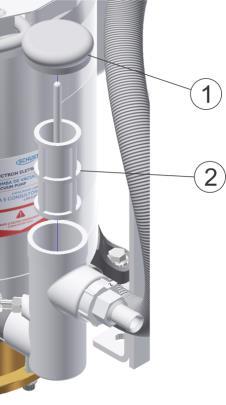 7. MANUTENÇÃO, LIMPEZA E ASSEPSIA A B C D Retirar a tampa do filtro de resíduos (1) localizada na entrada de sucção da Suctron Eletronic.