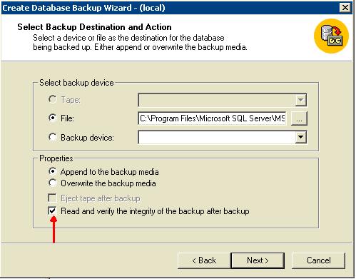 14. Selecione o dispositivo de backup, grave-o, arquive-o, ou dispositivo de backup. 15.