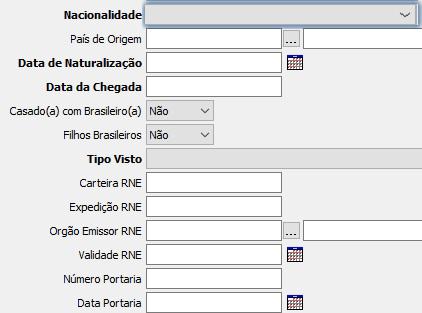 ESTADO DE NASCIMENTO Informar o estado de nascimento de acordo com documentação do trabalhador estrangeiro.