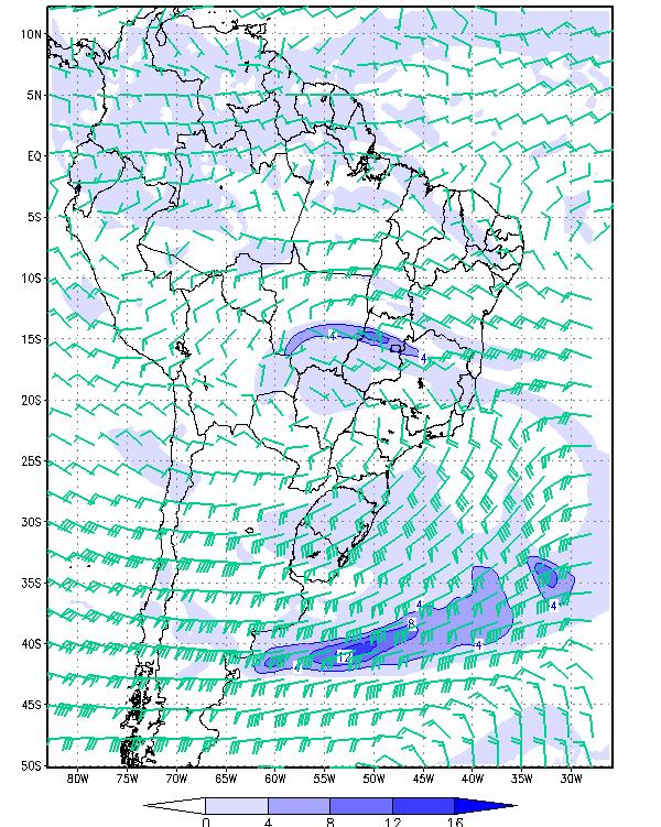 turbulência Ellrod (10-7 s -2 ) entre 300 e