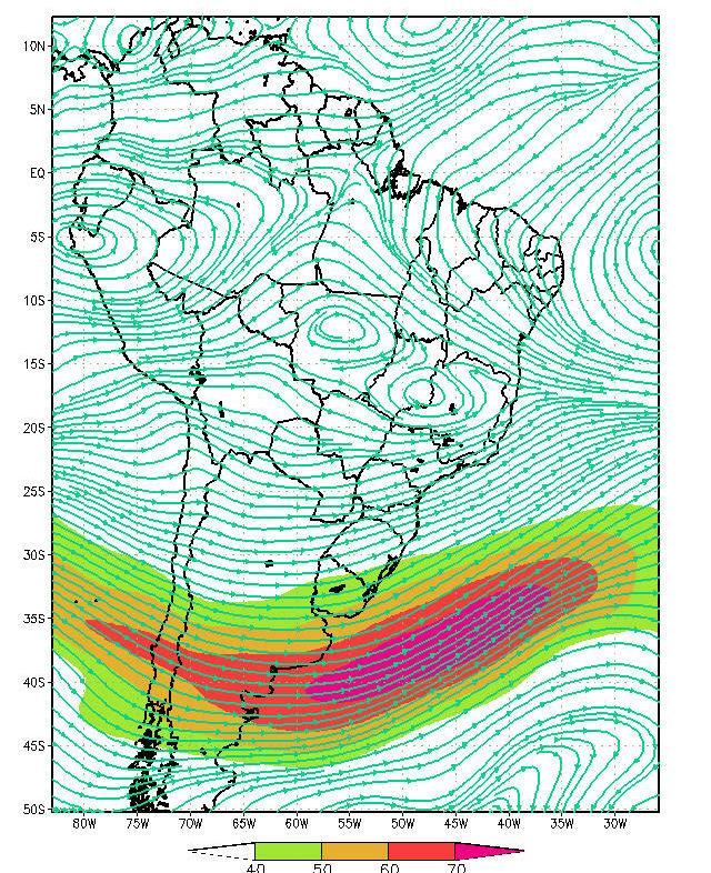 nebulosidade provocada provavelmente pelo jato nos altos níveis.