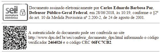 ATOS DO CONSELHO SUPERIOR DA DEFENSORIA PÚBLICA DA UNIÃO PORTARIA CSDPU Nº 515, DE 27 DE JUNHO DE 2018.