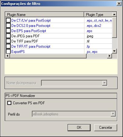 FILTROS DO HOT FOLDERS 86 Nome do filtro Tipo de filtro Descrição Consulte TIFF para PDF Não-exclusivo Converte arquivos TIFF em arquivos PDF e fornece opções para escala ou posicionamento da saída.