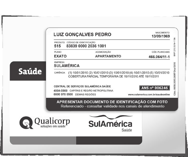 O cartão de identificação é exclusivo, pessoal e intransferível. Em caso de extravio, comunique-o imediatamente à Qualicorp, pelos telefones indicados neste Manual.