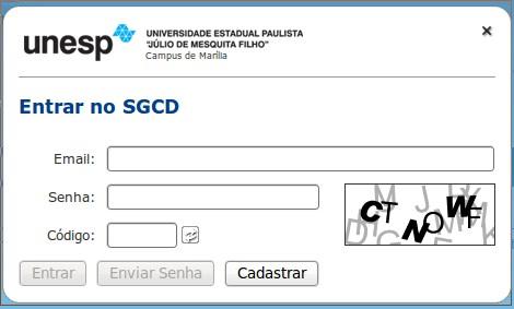 Se seu cadastro já estiver autorizado pelo administrador do site forneça seu e-mail, senha, código de segurança gerado na figura do captcha e clique no botão (Entrar) estará disponibilizado para