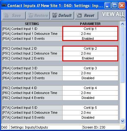 4. Ajustes das Entradas Binárias Clique no sinal de + ao lado de Inputs/Outputs e realize um