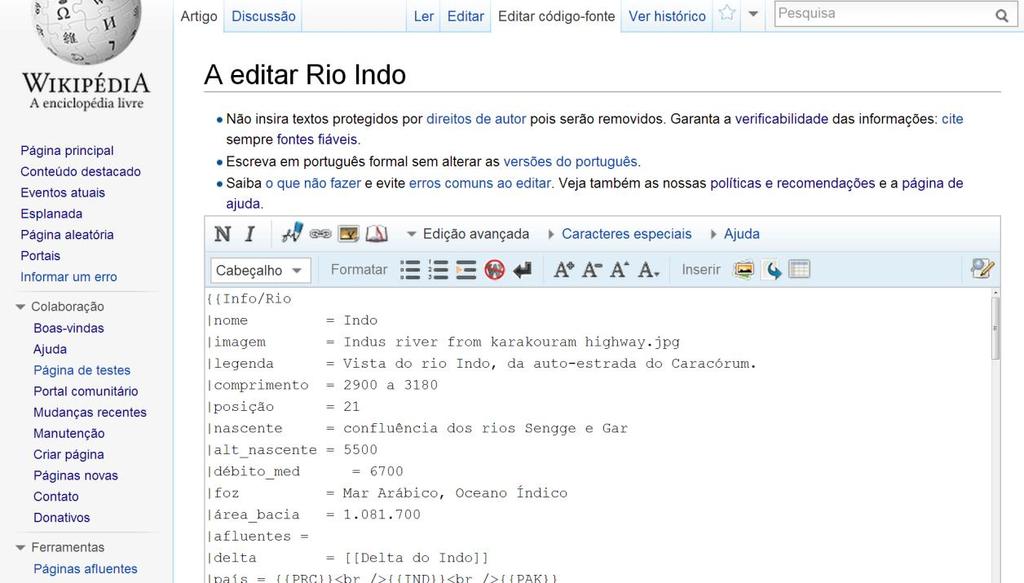 32 Figura 3 Exemplo de página de edição de artigo na Wikipédia Fonte: Wikipédia (Rio, 2013). A Wikipédia trata cada língua diferente como um sistema separado e isolado.