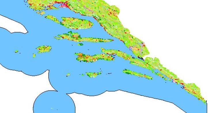 Najveći dio područja Županije zauzimaju šumske površine (šume, degradacijski stupnjevi i prijelazna područja), obradive površine i ostale (zapuštena poljodjelska zemljišta i sklerofilna vegetacija).