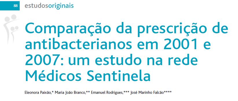 Figura 11. Exemplo de um estudo efectuado no âmbito da Rede Médicos Sentinela.