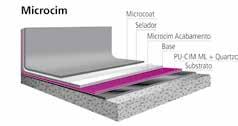 Sistemas: Microcim EP PU H2 Microcim EP Microcim Paredes e Fachadas Revestimento composto por camadas espatuladas de microcimento, apresenta boa resistência abrasiva e a intempéries, pode ser