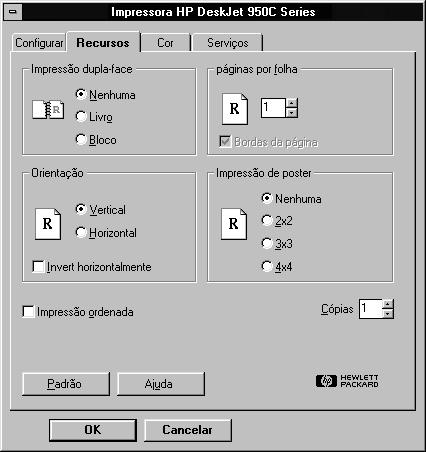 separadas ou Faixa para páginas unidas Clique em Selecionar tipo de papel para selecionar um entre uma ampla variedade de tipos de papel. Guia Recursos para Windows 3.