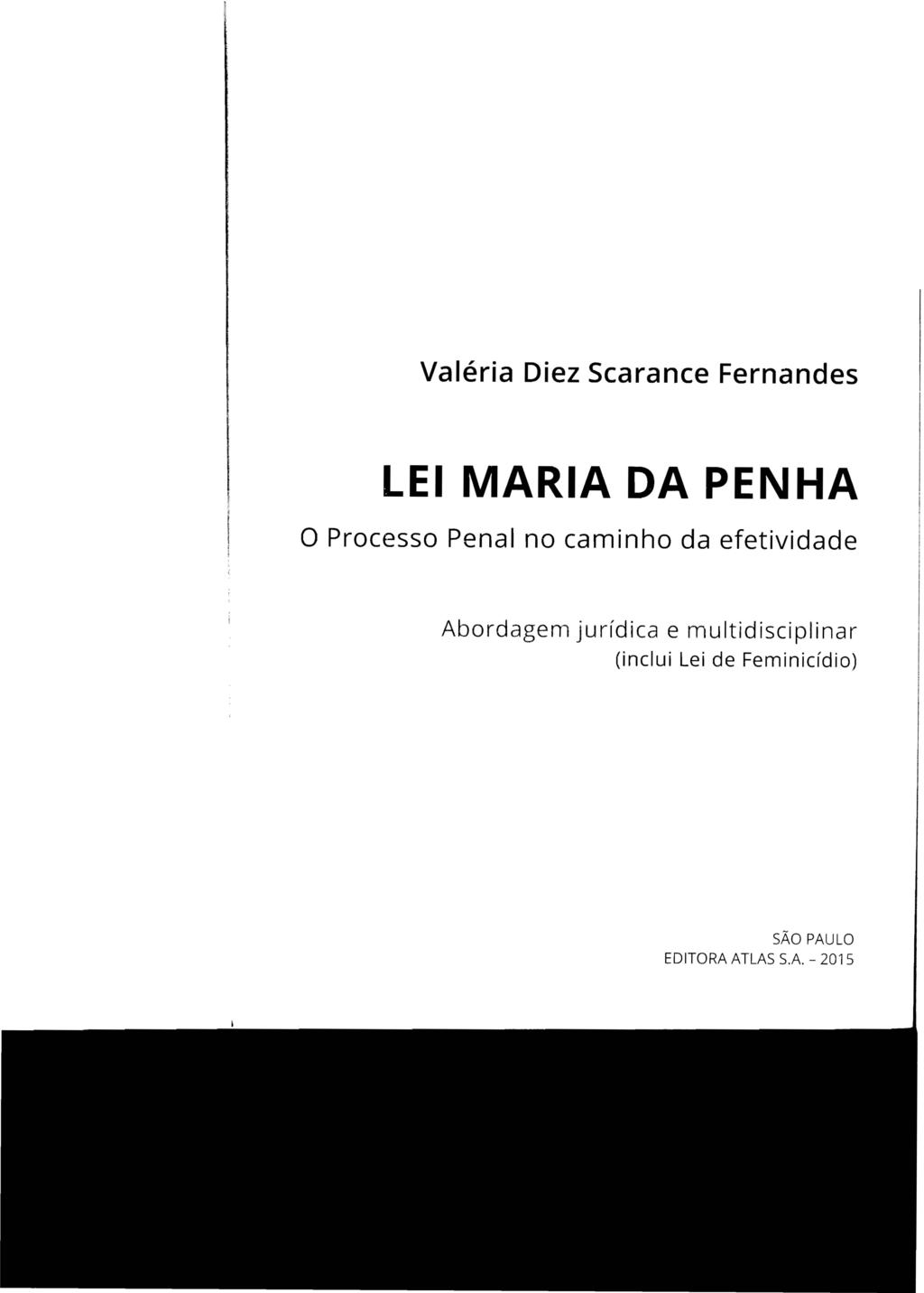 Valéria Diez Scarance Fernandes LEI MARIA DA PENHA o Processo Penal no caminho da efetividade