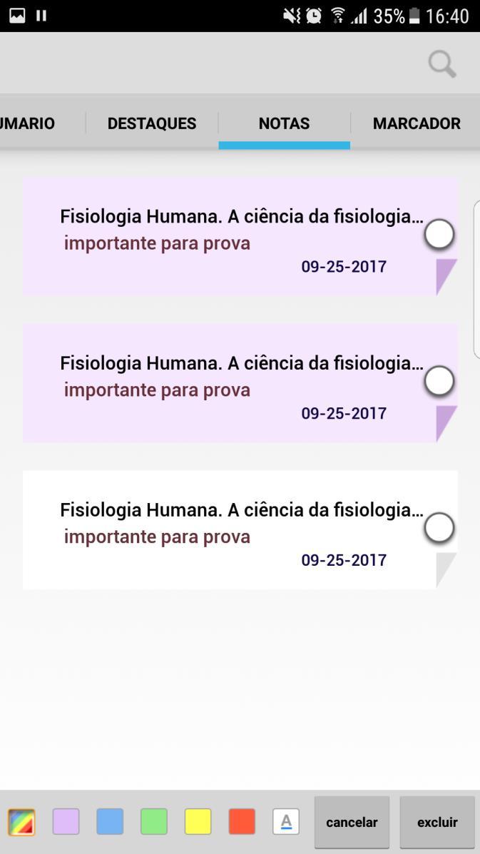 O e-volution te da a opção de apagar os destaques ao mesmo tempo.