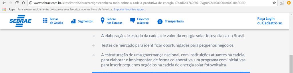 Cadeia Produtiva Solar FV SEBRAE Nacional e