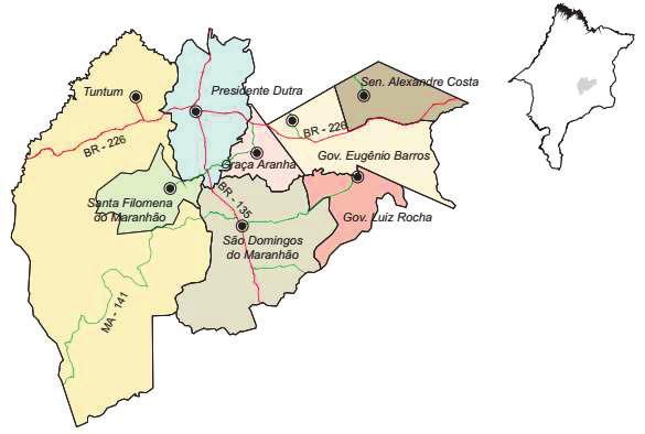 INSERÇÃO DA UEMA POR REGIÃO DE PLANEJAMENTO DO ESTADO Pré-Amazônia Caracterização geral Municípios População Estimada (2014) Matrículas (Ensino Fundamental) Matrículas (Ensino Médio) Governador