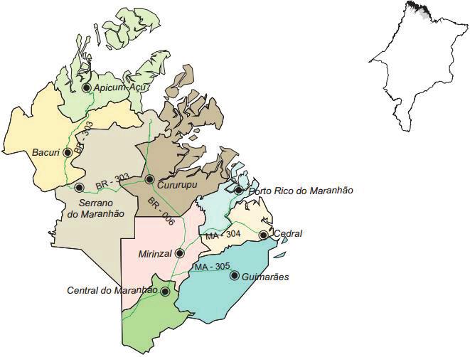 INSERÇÃO DA UEMA POR REGIÃO DE PLANEJAMENTO DO ESTADO Litoral Ocidental Caracterização geral Municípios População Estimada (2014) Matrículas (Ensino Fundamental) Matrículas (Ensino Médio) Apicum-Açu