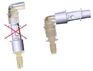 Montagem e preparação Figura 72: montagem incorreta do adaptador de vias aéreas Não utilize o adaptador de vias aéreas IRMA com doses concentradas para inalação ou com medicamentos para nebulização,