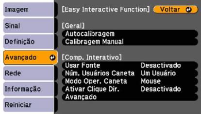 Figura 24 Opção Easy Interactive Function c) Selecione Calibragem Manual e aperte Enter (Figura 25). Figura 25 Calibragem Manual d) Pressione Enter para selecionar Sim.
