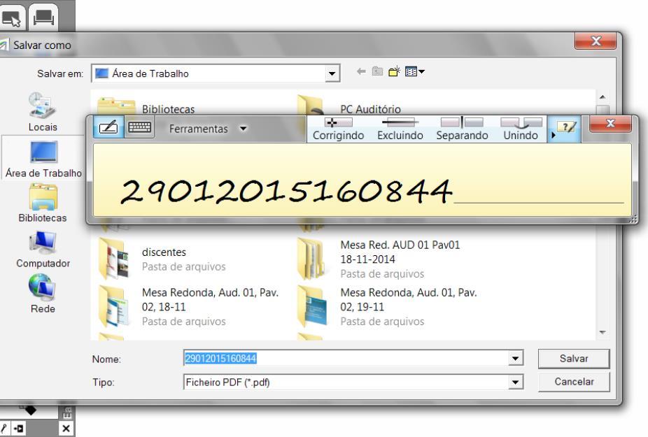 Figura 39 Manter anotações g) Utilize o teclado virtual para modificar o nome do documento e salve seu trabalho.