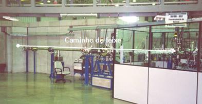 A Figura 3 apresenta foto geral do laboratório, onde se observa o anel de armazenamento coberto por um conjunto de placas de concreto (para blindagem) de 30 cm de espessura. Figura 4.