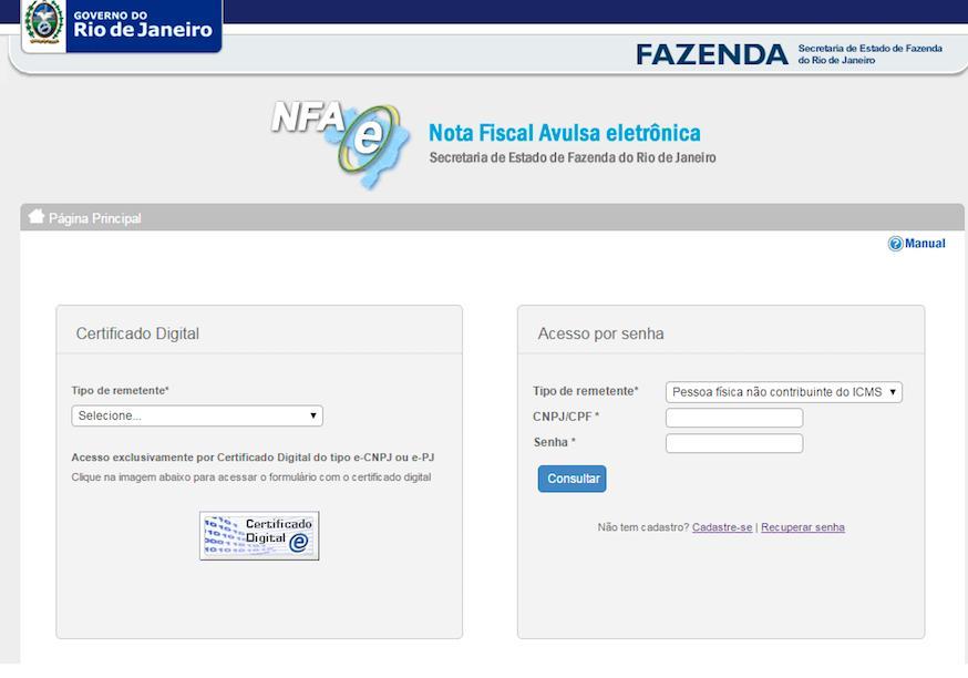 5 EMISSOR 1. ACESSO O aplicativo da está disponível em www.fazenda.rj.gov.br/nfae.