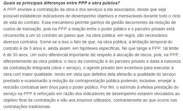 Adequação temporal e financeira da proposição para compor uma PPP Lei nº 11.079/04, art.