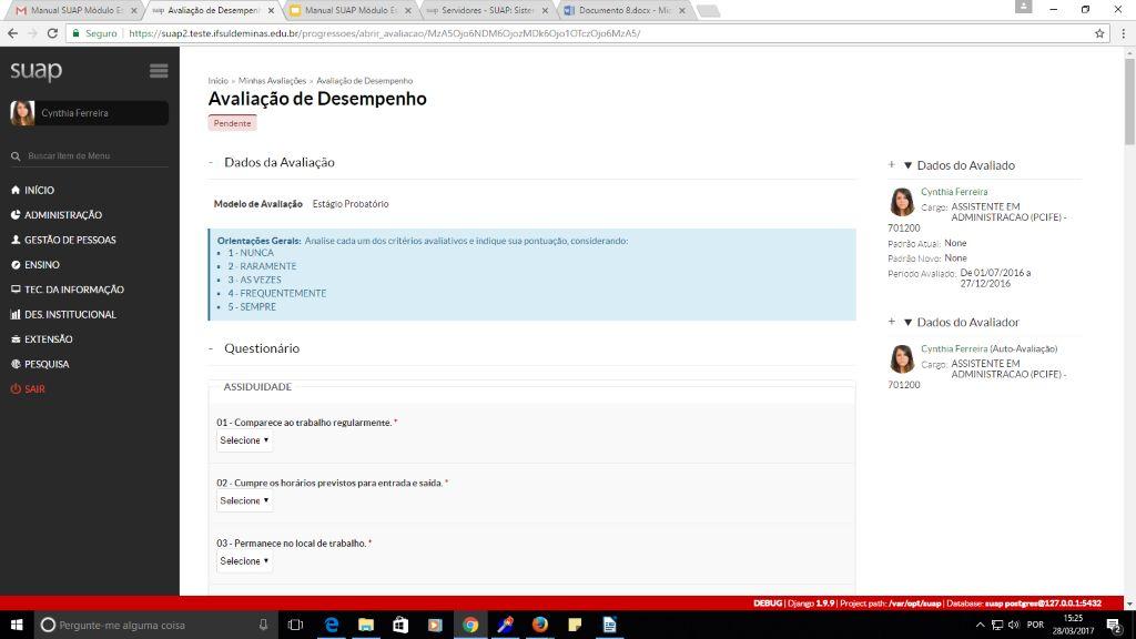 07 Etapas SUAP Estágio Probatório 4 Clicar em abrir avaliação.