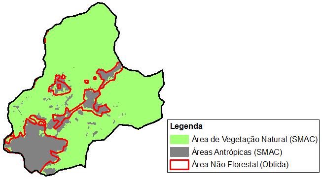 4.2 Dinâmica da Cobertura Vegetal Os mapas temáticos gerados proporcionaram uma estimativa do histórico de alterações florestais sobre a bacia do rio Cachoeira.