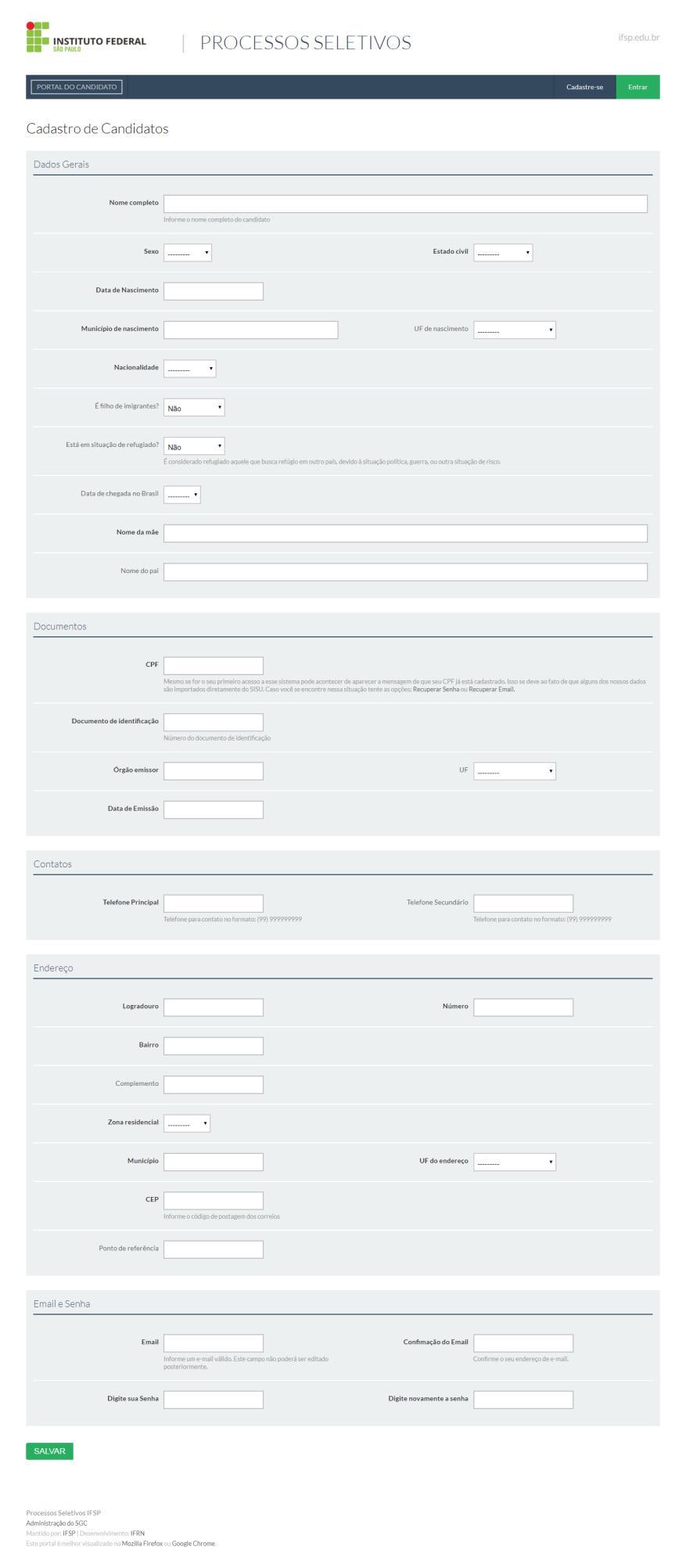 3 - Preencha com atenção todos os campos solicitados e depois clique em salvar.