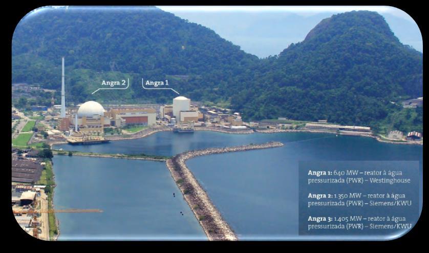 Angra 2 (1.350 MW), em operação desde 2001; Angra 3 (1.