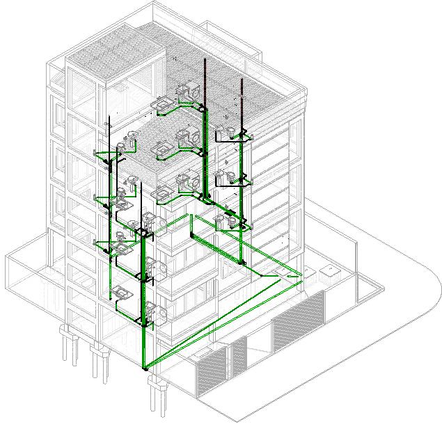 Figura 10 - Perspectiva das instalações sanitárias 4.2 COMPATIBILIZAÇÕES As incompatibilizações foram identificadas nas várias etapas de modelagem do edifício.