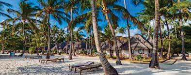 BREEZES BEACH CLUB Localização: Situado na costa Leste de Zanzibar, a 65km do aeroporto. Descrição: Tem 70 quartos nas categorias standard, deluxe e suites, em estilo árabe de Zanzibar.