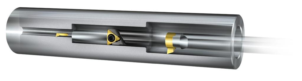 Torneamento interno CoroTurn XS Torneamento, perfilamento, mandrilamento reverso Diâmetro mín. do furo: 0,3 mm (0,012 pol.