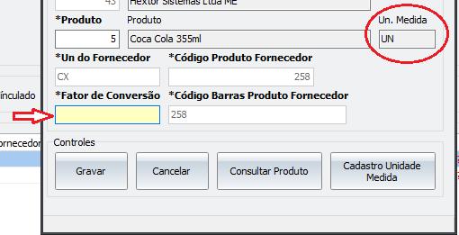 Para informar qual o produto, é necessário clicar sobre o campo *Produto e pesquisa através das teclas CTRL + L e localizar o produto Coca Cola, caso não seja possível achar