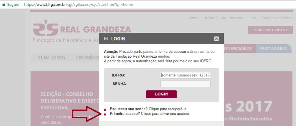 utiliza para acessar a Área Restrita do beneficiário