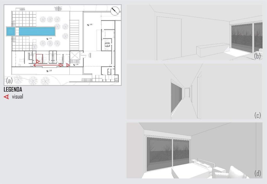 Figura 9: (a) Planta baixa guia); (b) Espacialidade do corredor íntimo e dos dormitórios