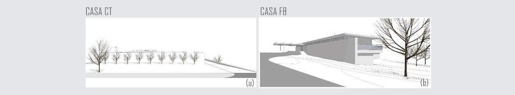 Recorrentemente, uma ala é posicionada paralelamente à via de acesso e sua fachada principal é tratada de modo hermético, sem aberturas, buscando garantir a privacidade doméstica, O desejo de