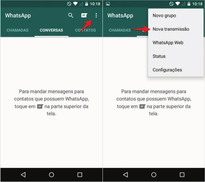 Recurso Nova Transmissão Melhor recurso para divulgar promoções. O WhatsApp permite que você crie listas de transmissão para enviar a mesma mensagem para até 256 contatos.