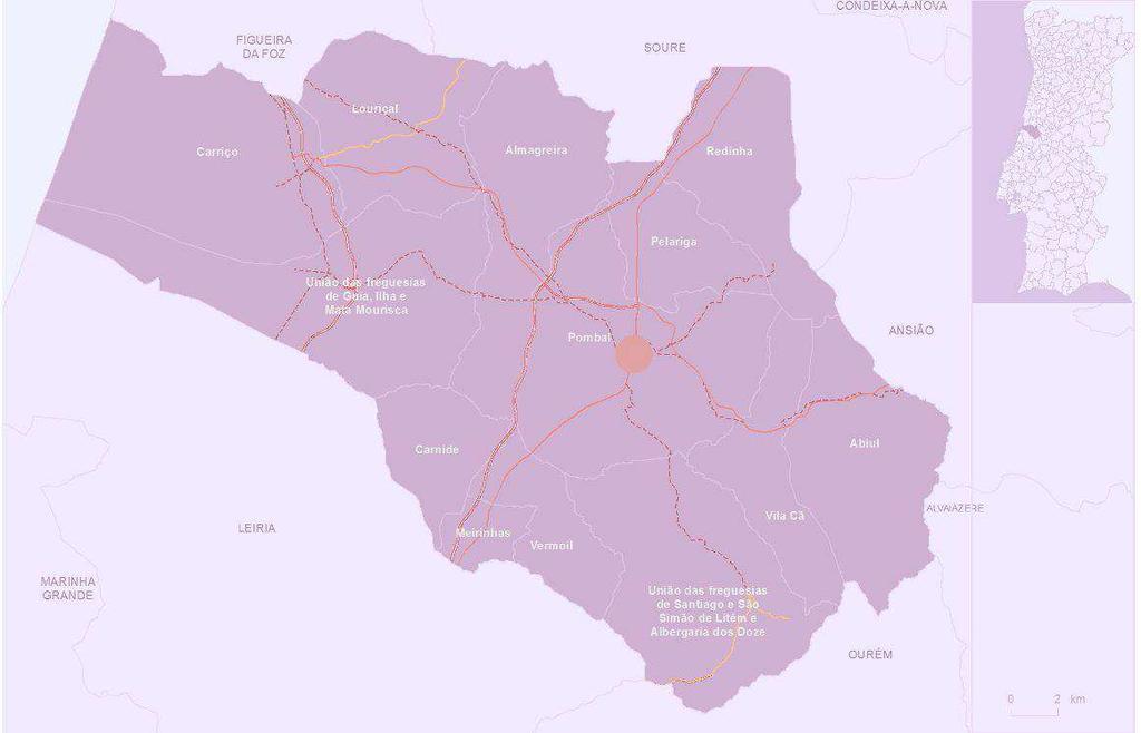 III. O Concelho de Pombal Figura 1: Mapa de enquadramento geográfico do concelho de Pombal Fonte: CAOP 2013, carta educativa, novembro 2015.