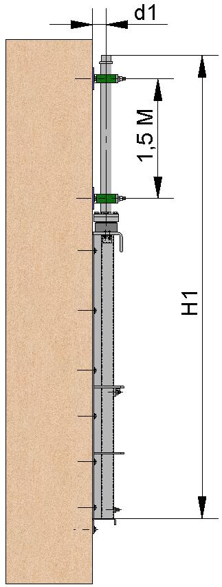 COMPORTA DE PAREDE 2 Extensão: tubo (fig. 24) Consiste em levantar o accionamento.