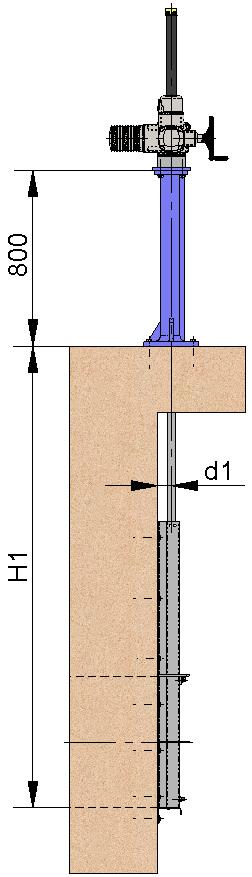 A coluna de manobra comum é de 800 mm de altura (fig. 21). Outras medidas de coluna a pedido. Possibilidade de colocação de uma régua de indicação para conhecer o grau de abertura da comporta.