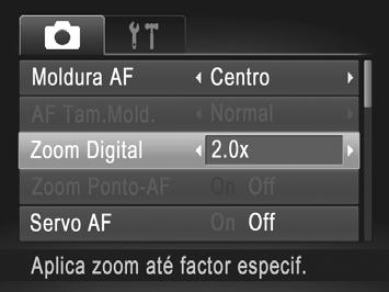 Alcance de Disparo e Focagem Conversor Tele-Digital Fotografias Filmes A distância focal da objectiva pode ser aumentada em aproximadamente 1,5x ou aproximadamente 2,0x.