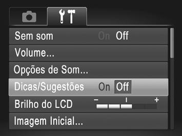 Ajustar Funções Básicas da Câmara Personalizar os Sons Personalize os sons do funcionamento da câmara da seguinte forma. Escolha [Opções de Som] e, em seguida, prima o botão m.