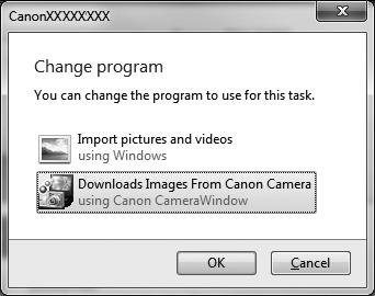 Software Incluído, Manuais Escolha [Downloads Images From Canon Camera using Canon CameraWindow/ Transferir Imagens da Câmara Canon com o Canon CameraWindow] e, em seguida, clique em [OK].