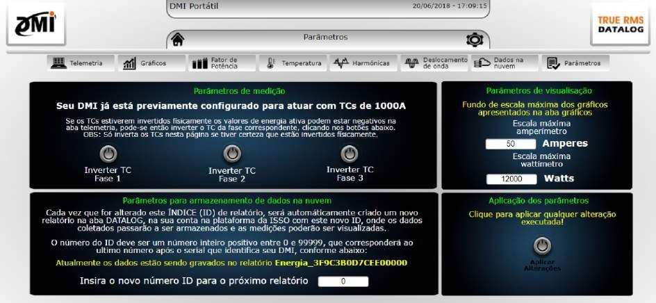 Acessando as páginas do DMI e conhecendo suas funções Parametrização do DMI O primeiro passo para que o DMI execute suas funções de medição das grandezas elétricas corretamente é a parametrização