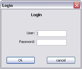 Após a definição do diretório faça o primeiro login no sistema como administrador preenchendo os campos da tela abaixo com: User = Admin e Password = 1234 e selecione o botão Ok.