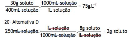 14. a Questão Contexto Sabendo que a massa molar do Na é 23g/mol Molaridade = m / MM x V Para o primeiro