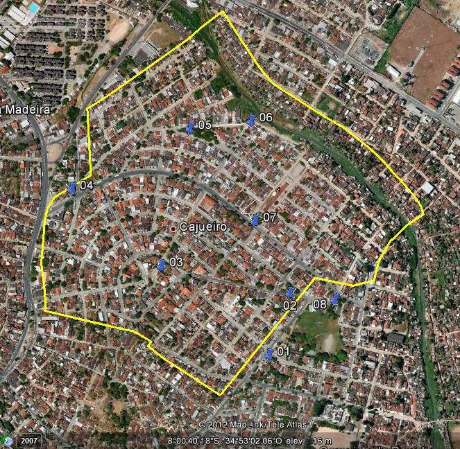 p. 004-006 O mesmo procedimento se deu para a imagem orbital do bairro de Cajueiro no ano de 2007 (Figura 6:b), a diferença dos resultados foram evidenciados através da mudança da classe