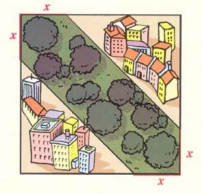 3. Pretende-se dividir um terreno quadrado com 15 dam de lado em três partes como sugere a figura.